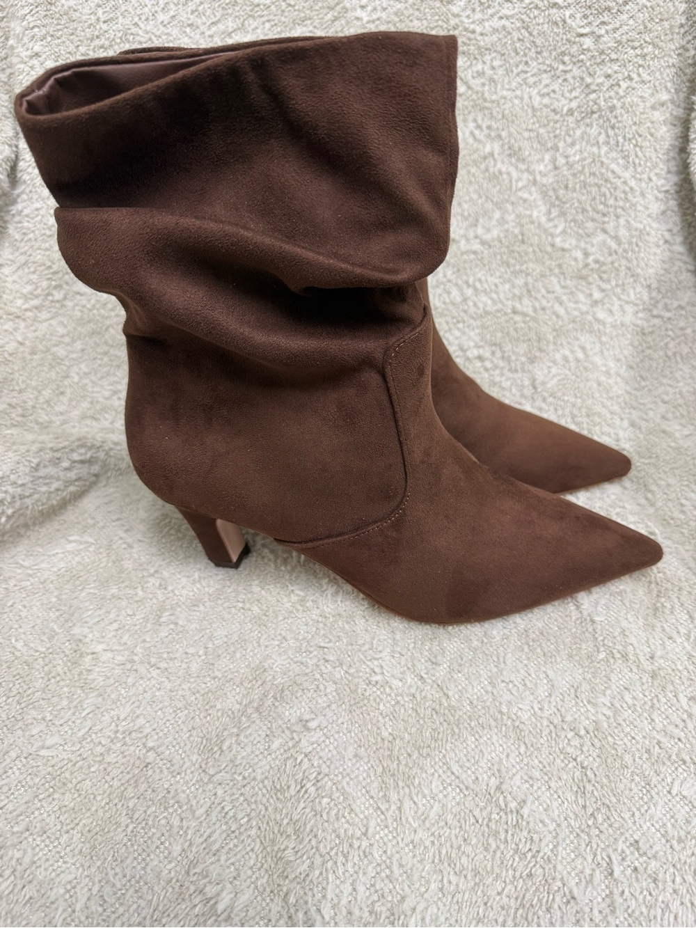 Jessica Simpson Brown Suede Pointed Toe Slouch Bootie
